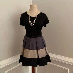 E1 London Women's Lucinda Black, Gray, Tan Color Blocked Skirt Size 8